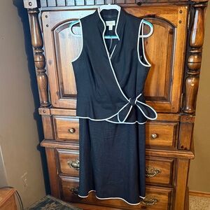 Talbots Black Midi Dress with White Piping